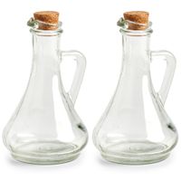 Olie- en azijn fles - set 2x - glas - 270 ml - met kurk - thumbnail