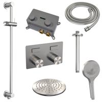 Thermostatische Inbouw Regendouche Brauer Carving Edition Met Drukknoppen SET 71 Met 20 cm Douchekop En Plafondarm En Staaf 3-Standen Handdouche En