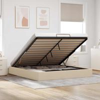 Bedframe zonder matras 200x200 cm stof crèmekleurig