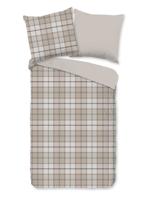Good Morning Dekbedovertrek "geruite print" - Zand - (135x200 cm) - Katoen Flanel