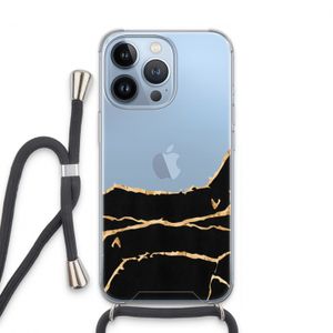 Gouden marmer: iPhone 13 Pro Transparant Hoesje met koord