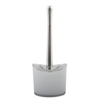 MSV Toiletborstel in houder/wc-borstel Aveiro - PS kunststof/rvs - wit/zilver - 37 x 14 cm - Toiletborstels