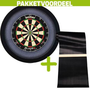 Winmau Blade 6 +  Dartmat 120*300 incl oche + Dartbordverlichting Basic XL Zwart