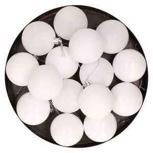 12x Witte kerstballen 6 cm kunststof mat/glans