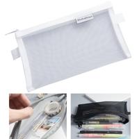 Nylon eenvoudige transparante mesh potlood Case Office School Supplies (Big White)