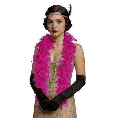 Carnaval verkleed boa met veren - fuchsia roze - 80 gram - themafeest