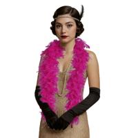 Carnaval verkleed boa met veren - fuchsia roze - 80 gram - themafeest