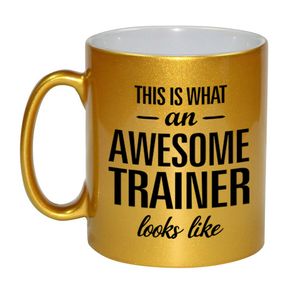 Awesome trainer cadeau mok / beker goud 330 ml