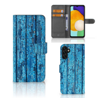 Samsung Galaxy A04s | Samsung Galaxy A13 5G Book Style Case Wood Blue - thumbnail