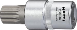 HAZET Olieservice-dopsleutelbit 2567-16 · 1/2 inch (12,5 mm) vierkant hol · Binnenveeltandprofiel XZN met tap · SW M16