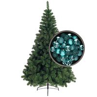 Bellatio Decorations kunst kerstboom 120 cm met kerstballen turquoise blauw - thumbnail