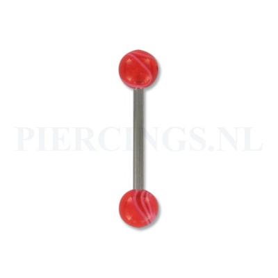 Tongpiercing marmer-look rood