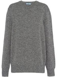 Prada pull en laine à plaque logo - Gris