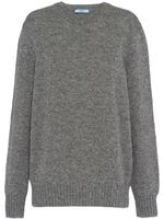 Prada pull en laine à plaque logo - Gris