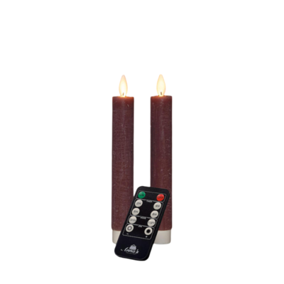 Dinerkaars wax led bewegende vlam op batterij met afstandsbediening 2 stuks h18 cm antiek roze - Annas collection