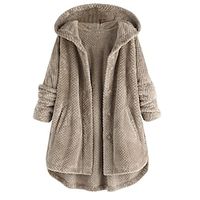 Dames Jas Teddy jas Sherpa jas Fleecejack Dagelijks Herfst Winter Normaal jas Normale pasvorm Casual Jacks Lange mouw Effen Kleur Rode Wijn Wit Zwart Lightinthebox - thumbnail