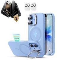 iPhone 17 Bundle Cloud Soft Magnetic Case (Stash Stand) and Armorite Pro Privacy Screen Protector - Mist Blue