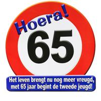 65 jaar verjaardag stopbord - Dia 50 cm - Leeftijd feestartikelen - verkeersbord - Karton