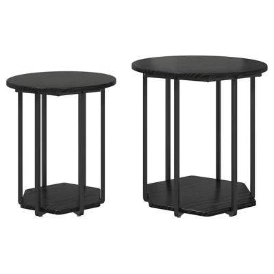 Bijzettafelset met plank 2 pcs Zwart eiken 50 x 50 x 50.5 cm