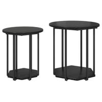 Bijzettafelset met plank 2 pcs Zwart eiken 50 x 50 x 50.5 cm