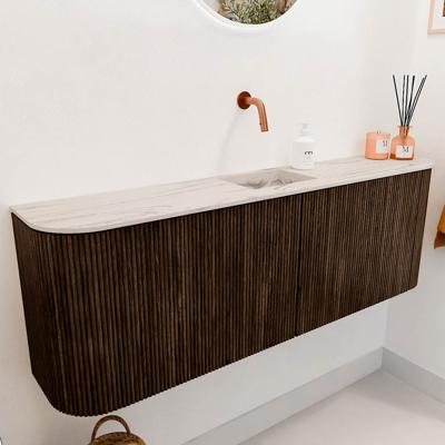 Toiletmeubel Mondiaz Joya Dlux | 123.2 cm | Meubelkleur Walnut | Faye wastafel Nata Wasbak Midden | Zonder kraangat(en)