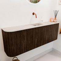 Toiletmeubel Mondiaz Joya Dlux | 123.2 cm | Meubelkleur Walnut | Faye wastafel Nata Wasbak Midden | Zonder kraangat(en)