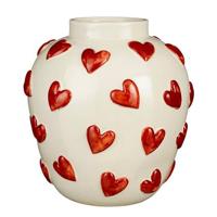 Mica Decorations Hearts Vaas - H33 x Ø30 cm - Keramiek - Wit, Rood - thumbnail