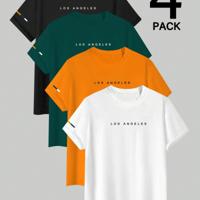 Bon&Bon Men's Letter Print Short Sleeve T-Shirt - 4 Piece Set Multicolor3 / XXL