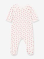 Fluwelen babypyjama hart PETIT BATEAU wit, bedrukt - thumbnail