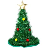 Kerstboom hoedje groen met versieringen   - - thumbnail