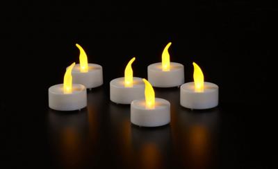 6 theelichten met geel vlameffect - Annas collection