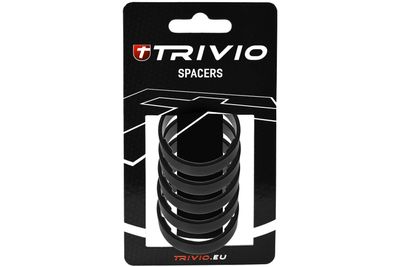 Trivio - spacer 10mm 1 1/8" aluminium zwart - 5 stuks