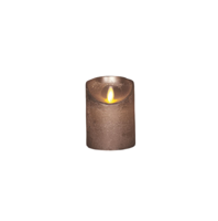 Stompkaars rustiek wax bewegende vlam op batterij met timer 10x7.5 cm brons - Annas collection