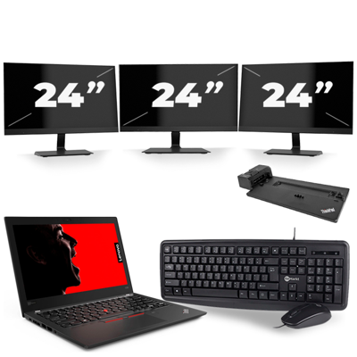 Lenovo ThinkPad X280 - Intel Core i7-8e Generatie - 12 inch - 8GB RAM - 256GB SSD - Windows 11 + 3x 24 inch Monitor