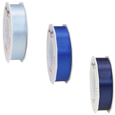 Luxe satijn cadeau/hobby sierlinten 2,5cm x 25m- 3x blauw tinten mix