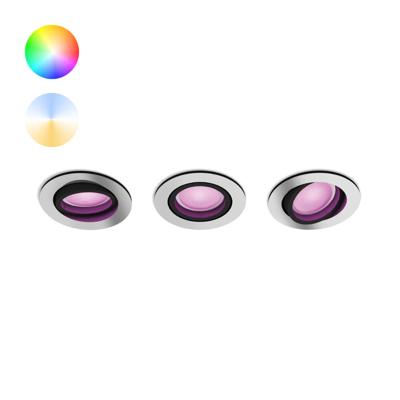 Philips InbouwspotHue Centura - White and Color set van 3 zilvergrijs - 929003809301