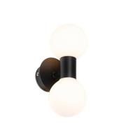 QAZQA Moderne wandlamp zwart IP44 2-lichts - Cederic