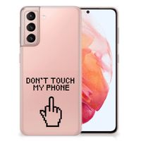 Samsung Galaxy S21 Silicone-hoesje Finger Don't Touch My Phone - thumbnail