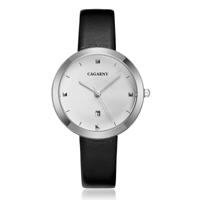 CAGARNY 6871 Fashion Life waterdichte zilveren shell stalen band quartz horloge (zwart wit)