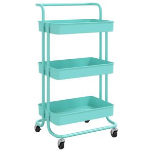 vidaXL Keukentrolley 3-laags 42x35x85 cm ijzer en ABS turquoise