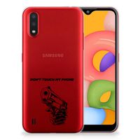 Samsung Galaxy A01 Silicone-hoesje Gun Don't Touch My Phone - thumbnail