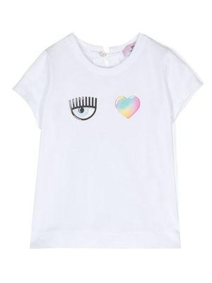 Chiara Ferragni Kids t-shirt en coton à imprimé graphique - Blanc