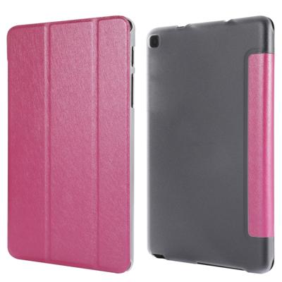 Zijde textuur horizontale Flip lederen draagtas met drie-opvouwbare houder voor Galaxy tab P200 (magenta)