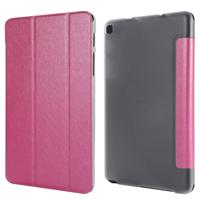 Zijde textuur horizontale Flip lederen draagtas met drie-opvouwbare houder voor Galaxy tab P200 (magenta)