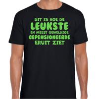 Cadeau T-shirt voor heren - leukste gepensioneerde man - zwart - glitter groen Cadeau T-shirt voor heren - leukste gepensioneerde man - zwart - glitter groen