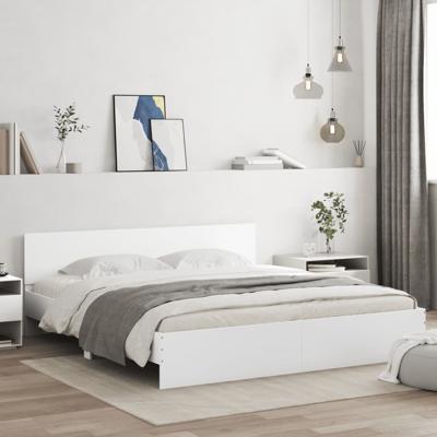 Bedframe met hoofdeinde en LED-verlichting wit 200x200 cm