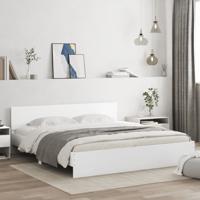 Bedframe met hoofdeinde en LED-verlichting wit 200x200 cm