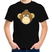 Cartoon aap t-shirt zwart voor jongens en meisjes - Cartoon dieren t-shirts kinderen XL (158-164)  -