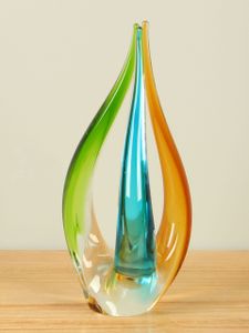 Glasdecoratie oker/blauw/groen, 25 cm 2a009