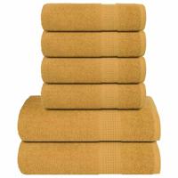 VidaXL 6-delige handdoekenset 360 g/m² 100% katoen goudkleurig